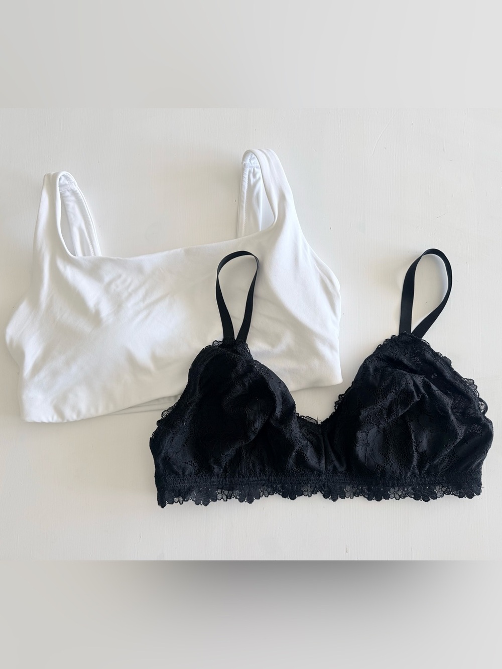 Aerie Offline bundle 2 bralette sports bra set black lace white padded XL